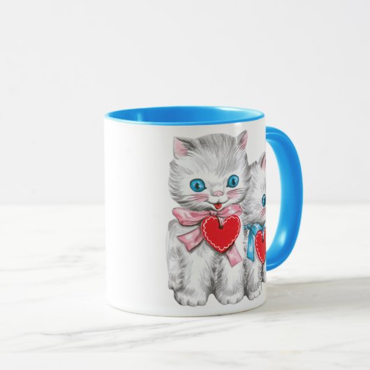retro Valentijnsdag katten, Schattige kitten Mok (Voorkant rechts)
