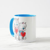 retro Valentijnsdag katten, Schattige kitten Mok (Voorkant links)