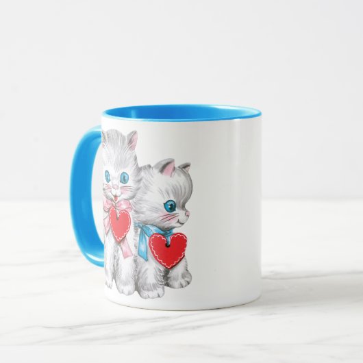 retro Valentijnsdag katten, Schattige kitten Mok (Voorkant links)