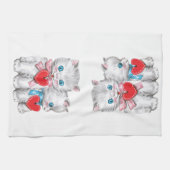  retro Valentijnsdag katten, Schattige kitten Theedoek (Horizontaal)