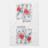  retro Valentijnsdag katten, Schattige kitten Theedoek (Verticaal)