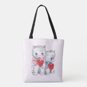 retro Valentijnsdag katten, Schattige kitten Tote Bag (Achterkant)