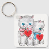 Retro Valentijnsdag katten, Vintage cute kitten Sleutelhanger (Voorkant)