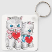 Retro Valentijnsdag katten, Vintage cute kitten Sleutelhanger (Achterkant)