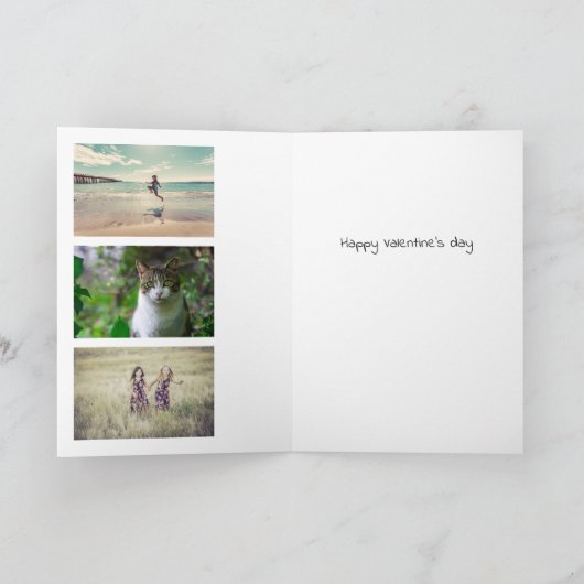 Retro Valentijnsdag kinder olifant rode hart foto Kaart (Binnen)