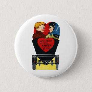 Retro Valentijnsdag, Liefde en Romantiek Ronde Button 5,7 Cm