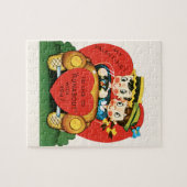 Retro Valentijnsdag,  meisje en jongen in de auto Legpuzzel (Horizontaal)