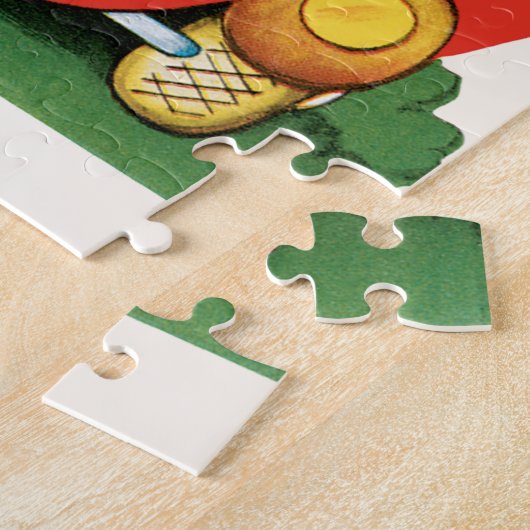 Retro Valentijnsdag,  meisje en jongen in de auto Legpuzzel (Zijkant)