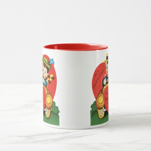 Retro Valentijnsdag,  meisje en jongen in de auto Mok (Midden)