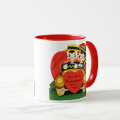 Retro Valentijnsdag,  meisje en jongen in de auto Mok (Voorkant rechts)