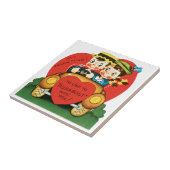 Retro Valentijnsdag,  meisje en jongen in de auto Tegeltje (Zijkant)