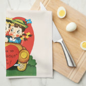 Retro Valentijnsdag,  meisje en jongen in de auto Theedoek (Quarter Fold)