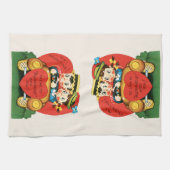 Retro Valentijnsdag,  meisje en jongen in de auto Theedoek (Horizontaal)