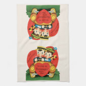 Retro Valentijnsdag,  meisje en jongen in de auto Theedoek (Verticaal)