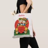 Retro Valentijnsdag,  meisje en jongen in de auto Tote Bag (Dichtbij)