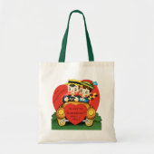 Retro Valentijnsdag,  meisje en jongen in de auto Tote Bag (Voorkant)