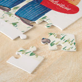 Retro Valentijnsdag, meisje en jongensharten Legpuzzel (Zijkant)