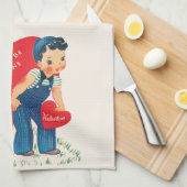 Retro Valentijnsdag,  meisje en jongensharten Theedoek (Quarter Fold)