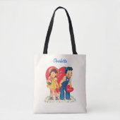 Retro Valentijnsdag,  meisje en jongensharten Tote Bag (Voorkant)