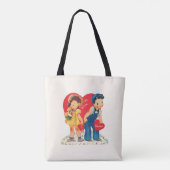 Retro Valentijnsdag,  meisje en jongensharten Tote Bag (Achterkant)