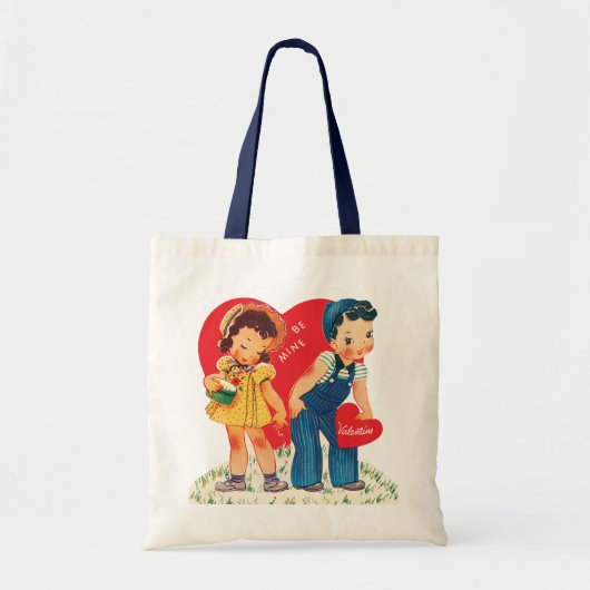 Retro Valentijnsdag, meisje en jongensharten Tote Bag (Voorkant)