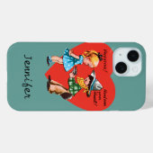  Retro Valentijnsdag, Meisje met Cowboy Case-Mate iPhone Case (Achterkant (horizontaal))