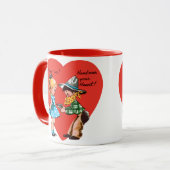  Retro Valentijnsdag, Meisje met Cowboy Mok (Voorkant links)