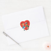  Retro Valentijnsdag, Meisje met Cowboy Ronde Sticker (Envelop)