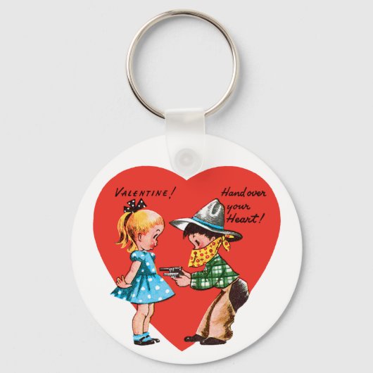  Retro Valentijnsdag, Meisje met Cowboy Sleutelhanger (Voorkant)