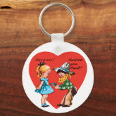  Retro Valentijnsdag, Meisje met Cowboy Sleutelhanger (Voorkant)