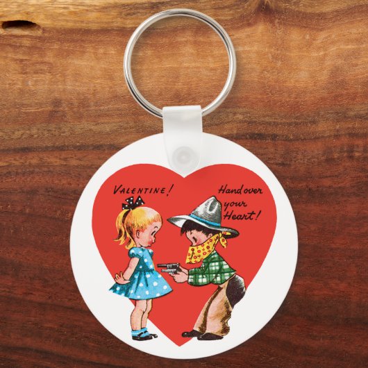  Retro Valentijnsdag, Meisje met Cowboy Sleutelhanger (Voorkant)