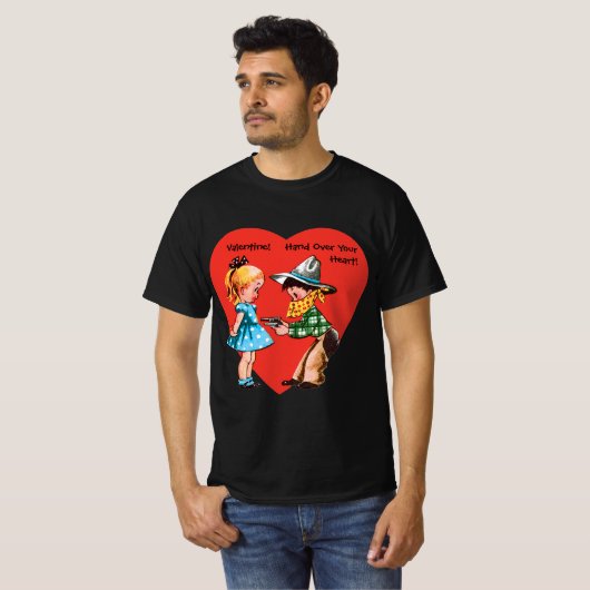  Retro Valentijnsdag, Meisje met Cowboy T-shirt (Voorkant volledig)