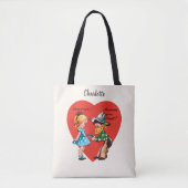 Retro Valentijnsdag, Meisje met Cowboy Tote Bag (Voorkant)