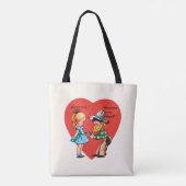 Retro Valentijnsdag, Meisje met Cowboy Tote Bag (Achterkant)