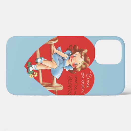  Retro Valentijnsdag, Meisje op een hek Case-Mate iPhone Case (Achterkant (horizontaal))