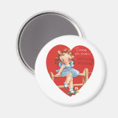 Retro Valentijnsdag, Meisje op een hek Magneet (Voorkant / Achterkant)