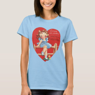 Retro Valentijnsdag, Meisje op een hek T-shirt