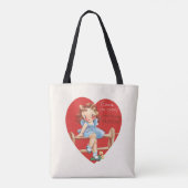  Retro Valentijnsdag, Meisje op een hek Tote Bag (Achterkant)