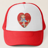 Retro Valentijnsdag, Meisje op een hek Trucker Pet (Voorkant)