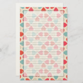 Retro Valentijnsdag Patroon Briefpapier (Voorkant / Achterkant)