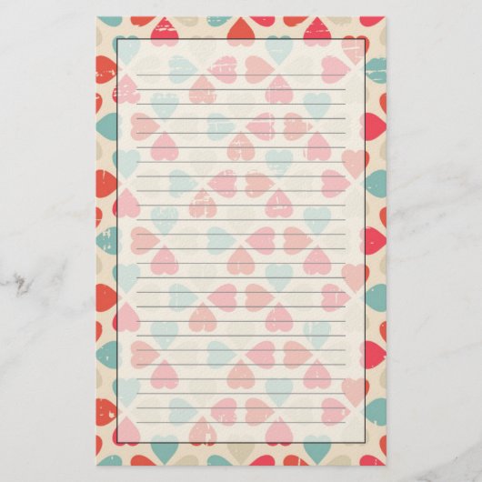 Retro Valentijnsdag Patroon Briefpapier (Voorkant)