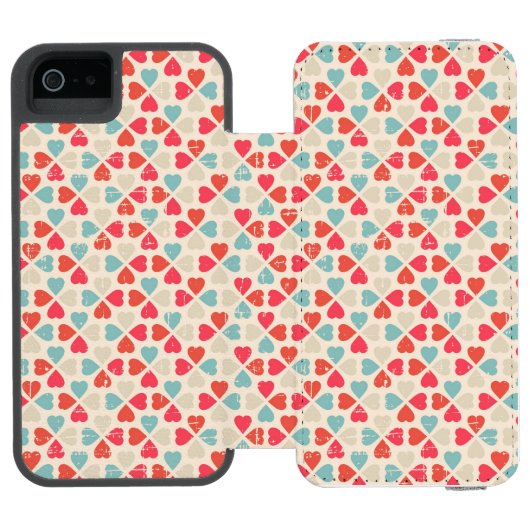 Retro Valentijnsdag Patroon Incipio iPhone Portemonnee Hoesje (Agenda Open)