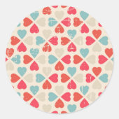 Retro Valentijnsdag Patroon Ronde Sticker (Voorkant)