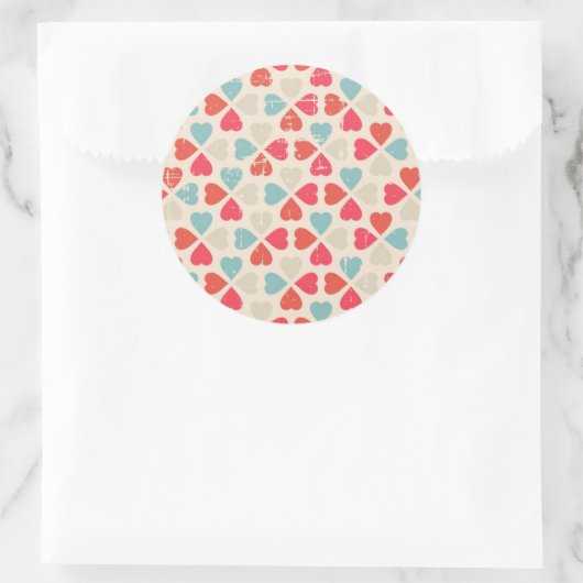 Retro Valentijnsdag Patroon Ronde Sticker (Tas)