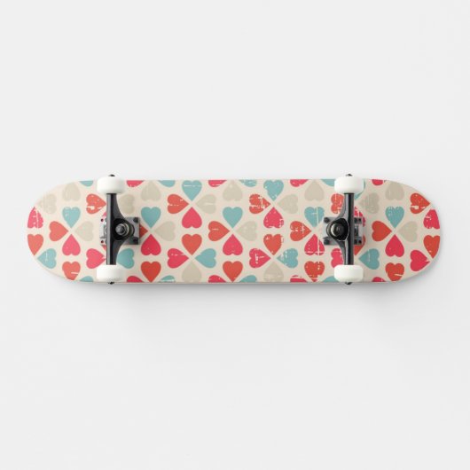 Retro Valentijnsdag Patroon Skateboard (Horizontaal)