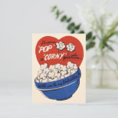 Retro Valentijnsdag, Popcorn Pop a Corny Vraag Feestdagenkaart (Staand voorkant)
