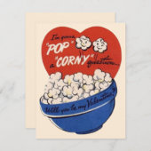 Retro Valentijnsdag, Popcorn Pop a Corny Vraag Feestdagenkaart (Voorkant / Achterkant)