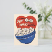 Retro Valentijnsdag, Popcorn Pop a Corny Vraag Feestdagenkaart (Staand voorkant)