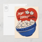 Retro Valentijnsdag, Popcorn Pop a Corny Vraag Feestdagenkaart (Voorkant / Achterkant)