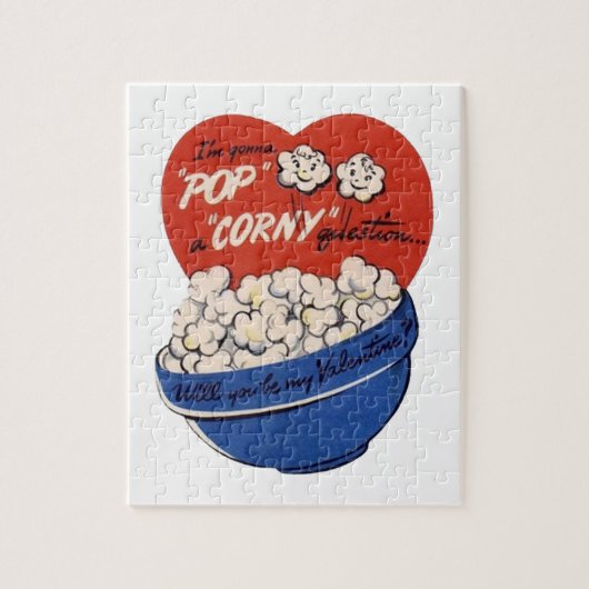 Retro Valentijnsdag, Popcorn Stel een Dwaze Vraag Legpuzzel (Verticaal)